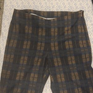 Italian, Paquito, Women's Plaid Pants - Brown, Blue, And Black, Smooth Front